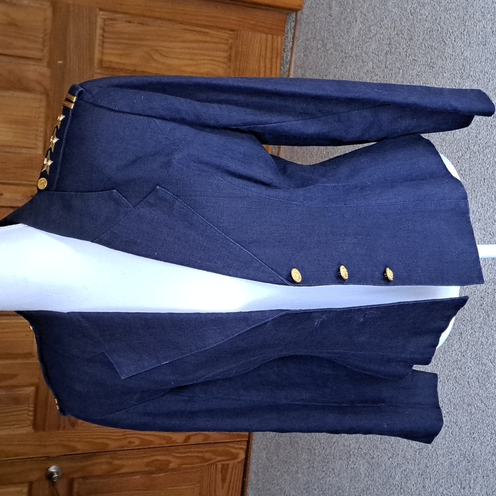 Vintage Tina Hagen nautical inspired stars and stripes navy blue cotton blazer S
